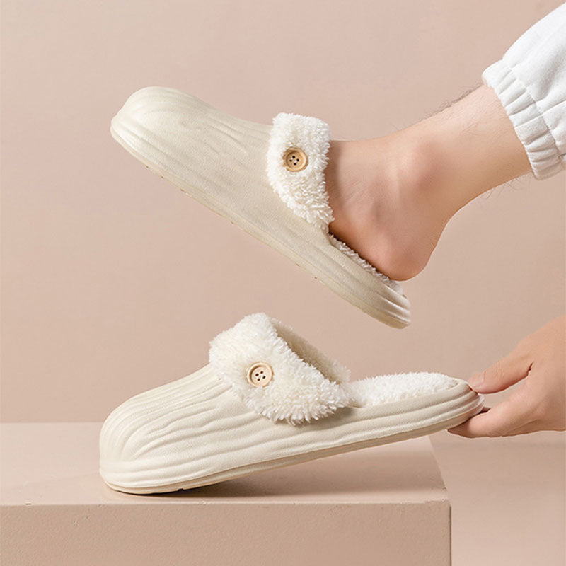 Unisex Detachable Fluffy Slippers With Faux Fur Lining
