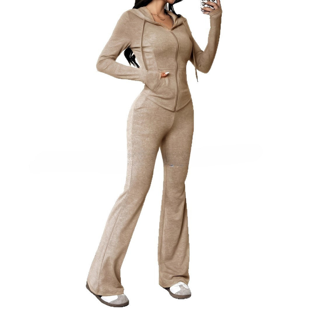 Slim Fit Polyester Womens Solid Casual Sweater Suit