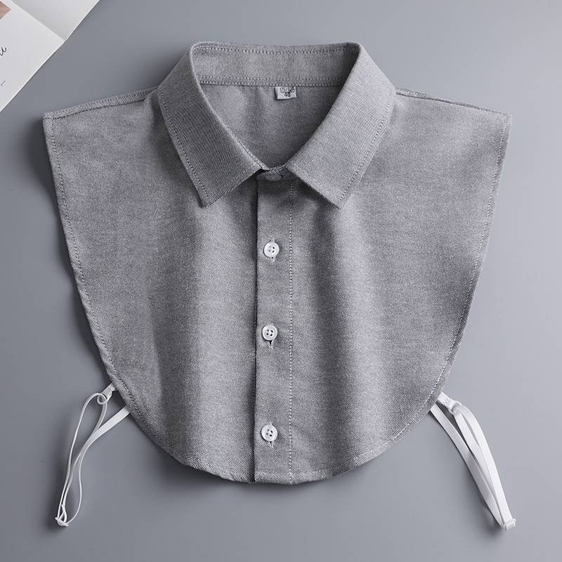 Detachable False Collar – Solid Color 4-Button Polyester Yarn