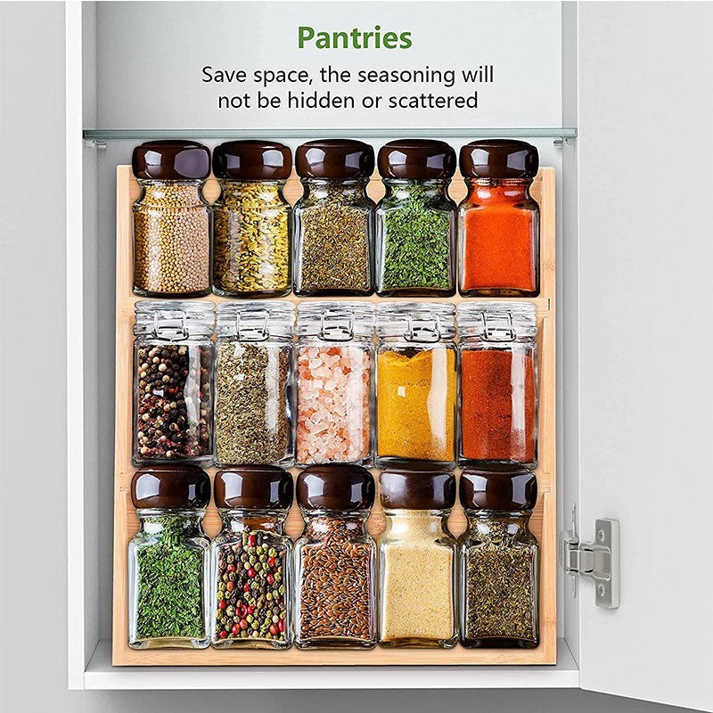 Home Bamboo And Wood Spice Countertop Storage Rack