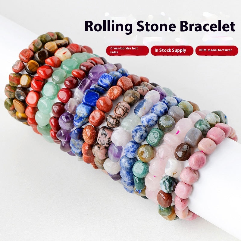 Natural Amethyst Large Particle Gravel Rolling Stone Bracelet