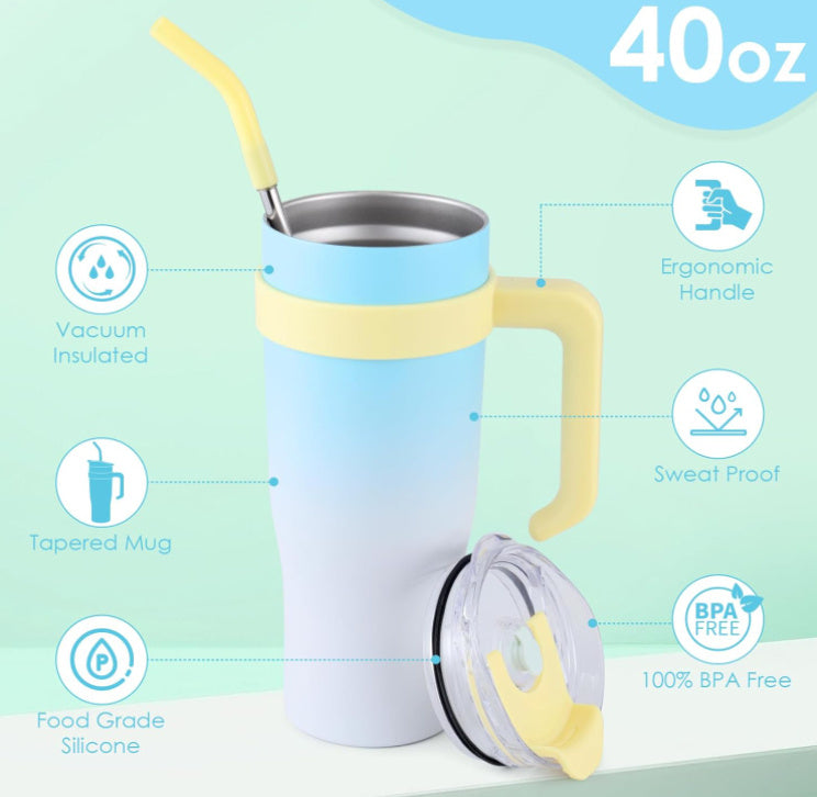 Ochapa 40oz Insulated Tumbler with Handle & Straw