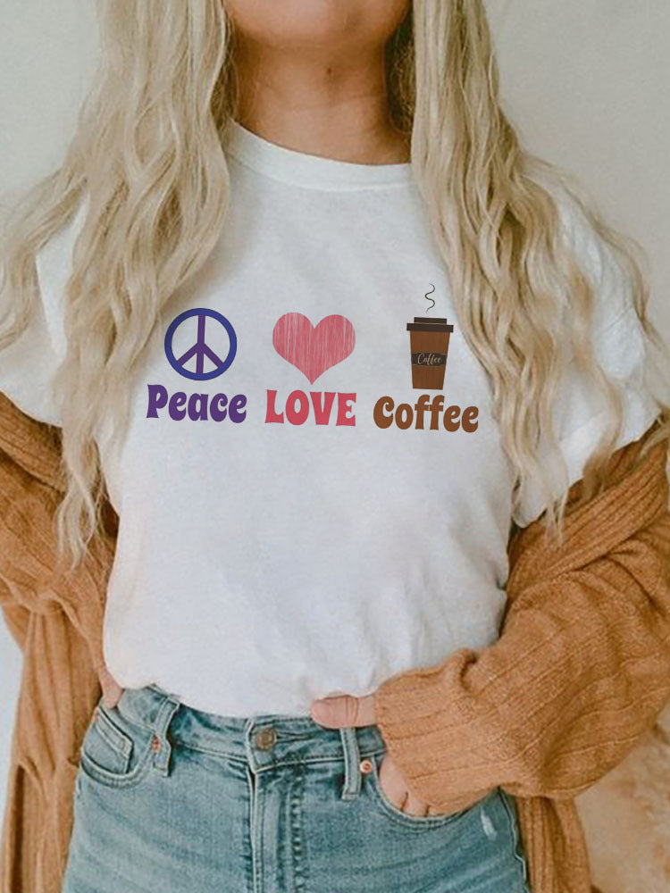 Women's Short-sleeved T-shirt Fashion Printed E Bottoming Shirt