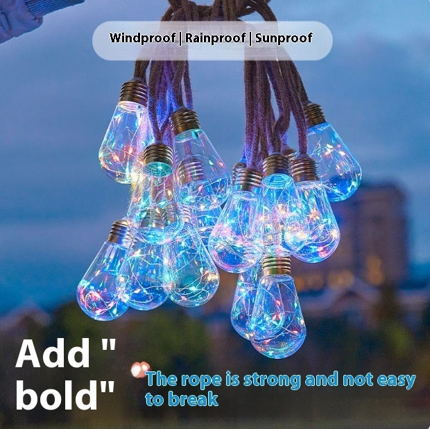 Outdoor Waterproof Solar Hemp Rope Globe Lighting Chain Camping Atmosphere Decoration