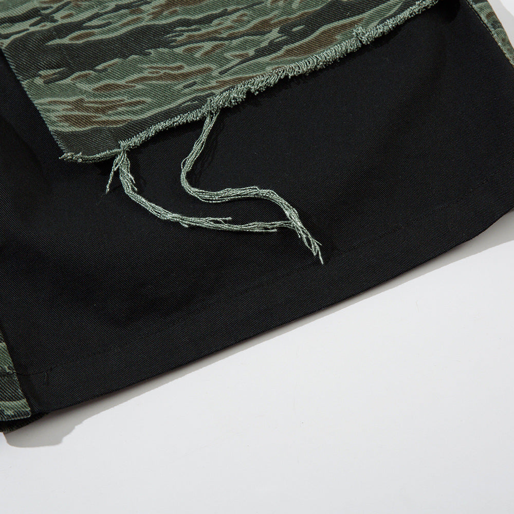Men's Tiger Print Camouflage Shorts Cotton Loose Fit