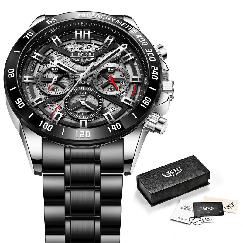 Men's Quartz Hollow New Concept Multifunctional Waterproof Watch