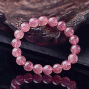 Natural Strawberry Quartz Beaded Bracelet For Women
