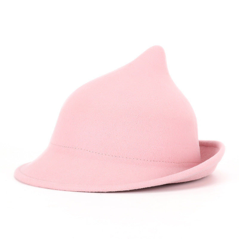 Fashion Personality Curling Wool Witch Hat – Trendy Winter Statement Headwear