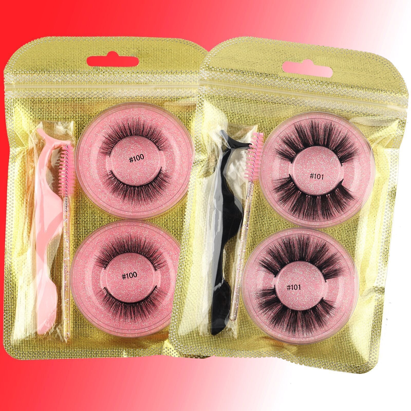 Natural Mink False Eyelashes – Round, Fluffy, Reusable Lash Extension Set