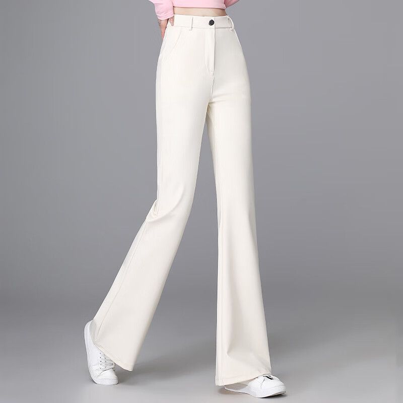 High Waist Black Slim-Fit Pants – Women’s Micro-Stretch Polyester Trousers