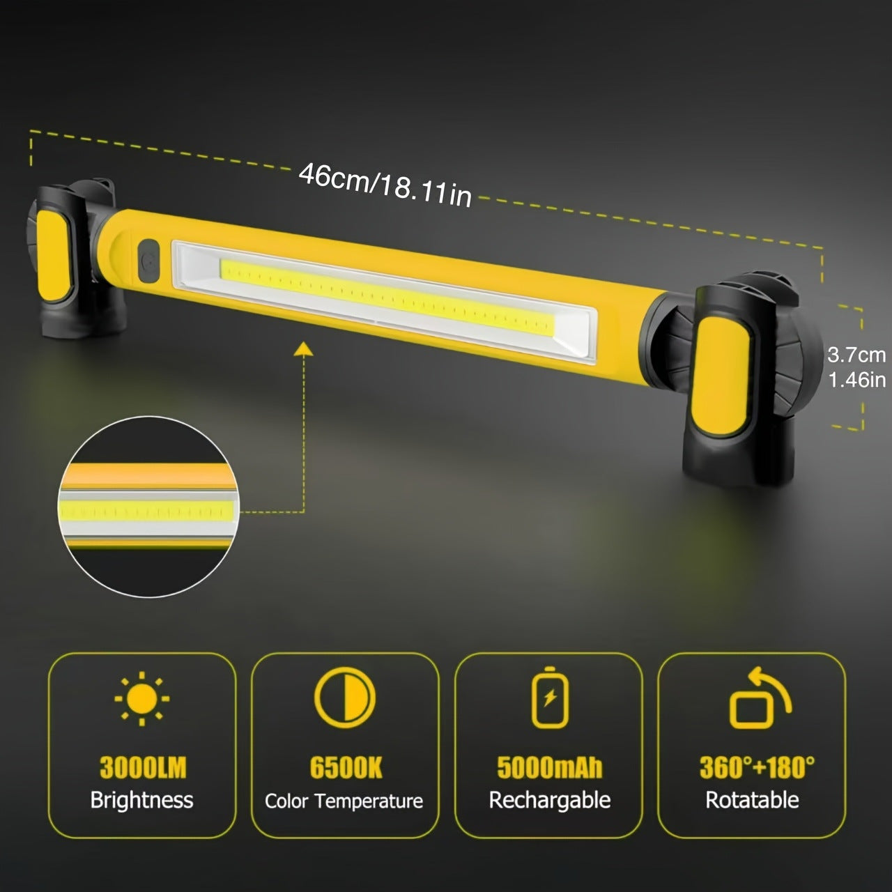 Emergency Maintenance Work Light Multifunctional Magnetic Flashlight