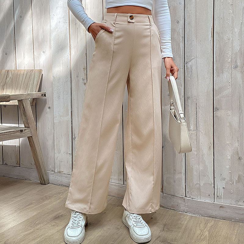 Women's Casual Slacks – Spliced Straight-Leg Pants