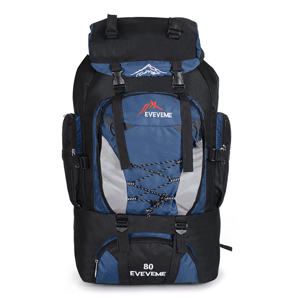 Unisex Hiking Backpack Waterproof 80L Extra Large Blue