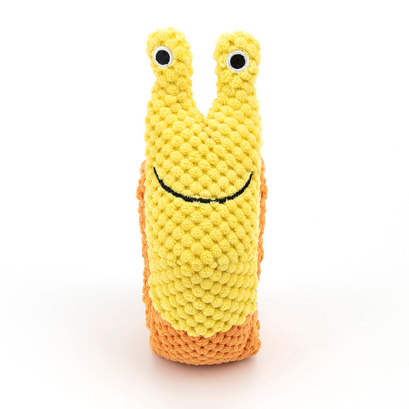 Plush Snail-Shaped Squeaky Dog Snuffle Toy for Treat Dispensing and Brain Enrichment