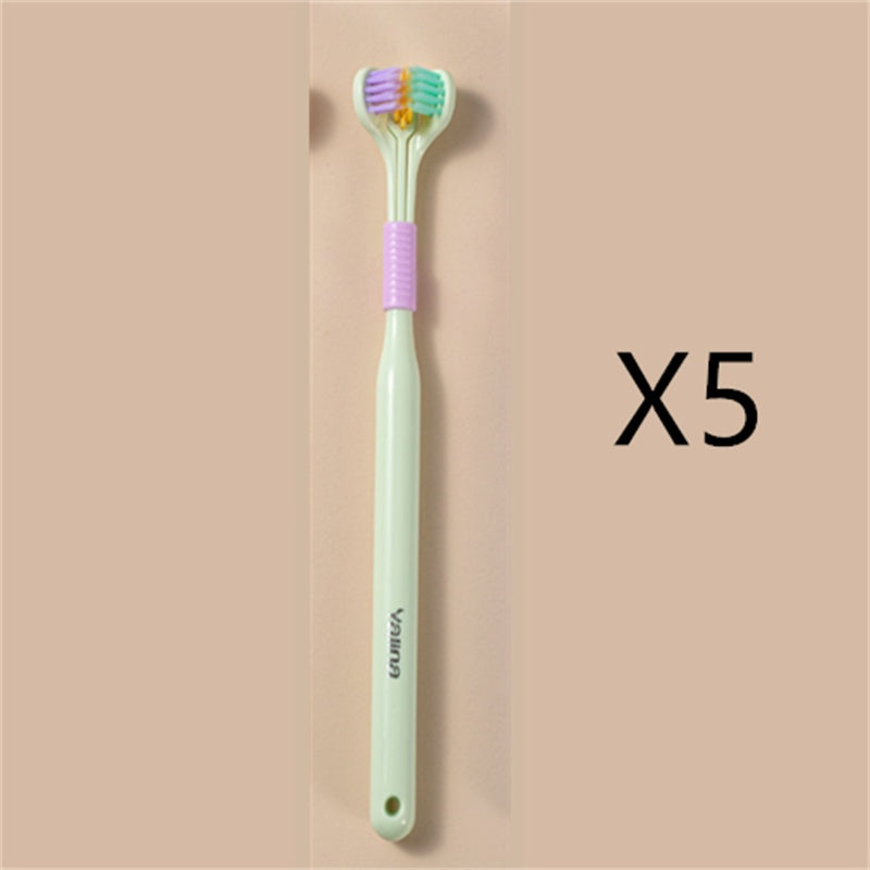 Three-Sided Macaron Soft Bristle Toothbrush – Deep Clean, Safe & Portable
