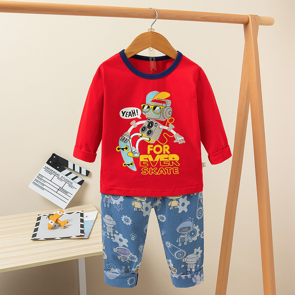 Printed Cute Cartoon Casual Children's Clothing Home Service Suit