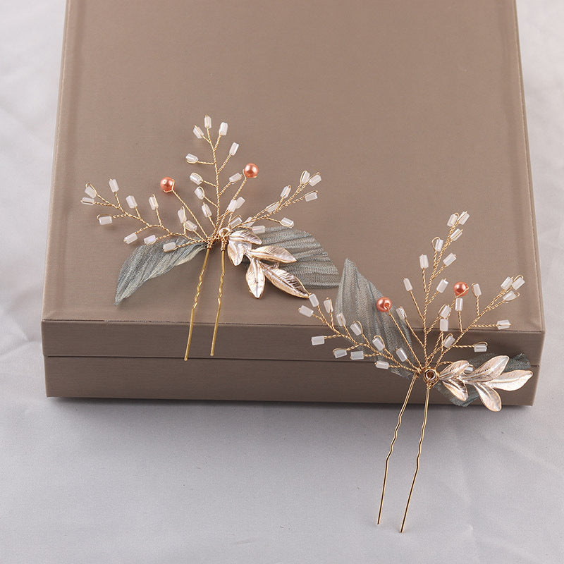 Korean Bride Handmade Pearl Crystal Hairpin Pin U-shaped Clip