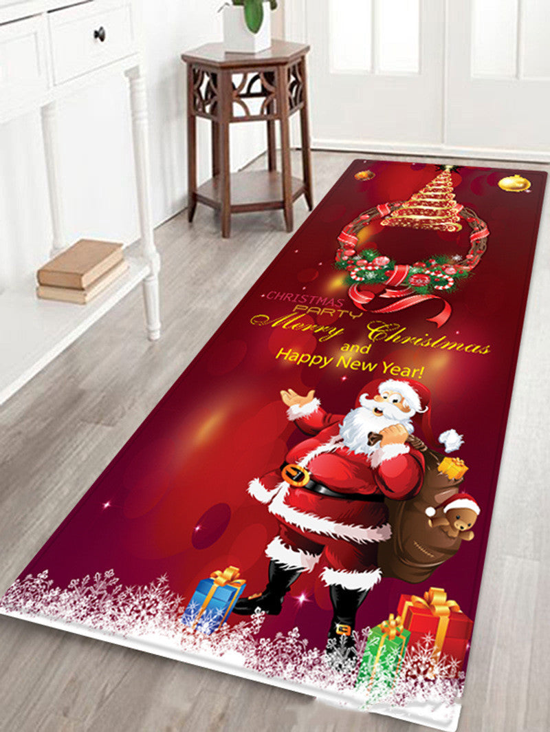 Christmas Printed Flannel Bathroom Mat