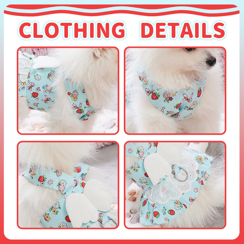 Dog Harness Dress With Leash Set Cute Puppy Dresses With Angel Wings Fashion Outfit Clothing Chihuahua Clothes Pet Harness Set