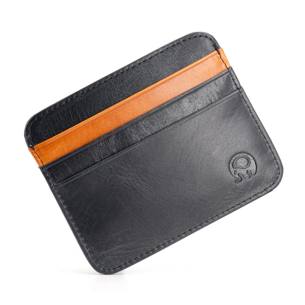 Slim Cowhide Leather Card Holder Unisex Oil Wax Finish