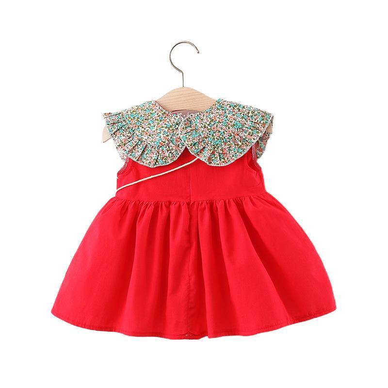 Girls' Sleeveless Dress New Fashionable Solid Color