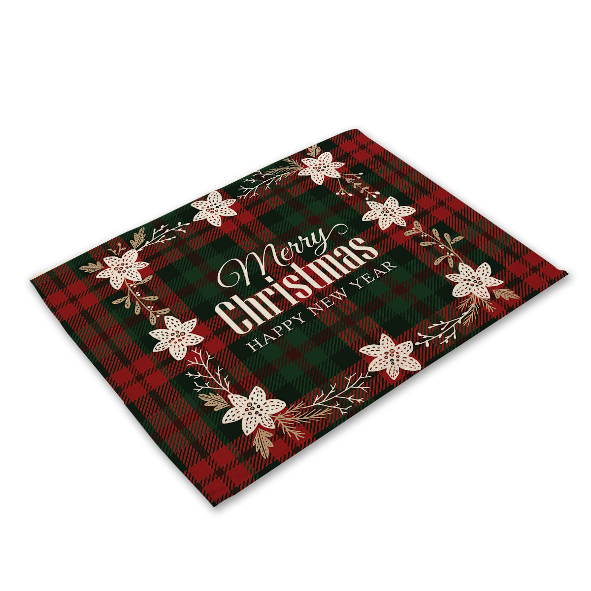 Christmas Series Cotton And Linen Placemat Dining Table Cushion Heat Proof Mat Anti-scald