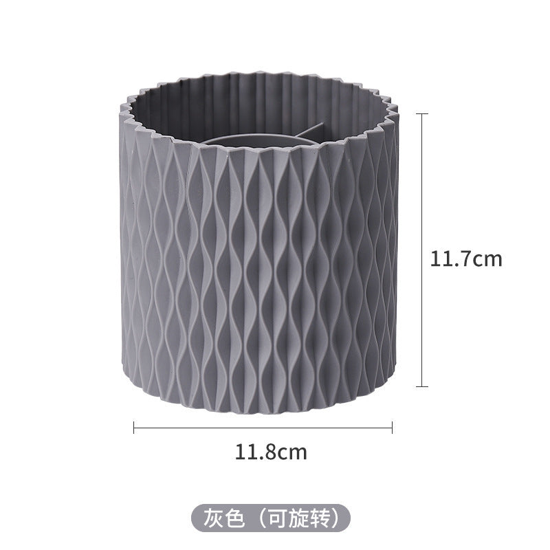 Makeup Brush Holder – Dustproof Waterproof 360° Rotating Organizer with Lid for Vanity