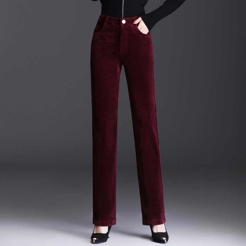 High Waist Straight Corduroy Women's Pants – Loose Lamp Wick Style