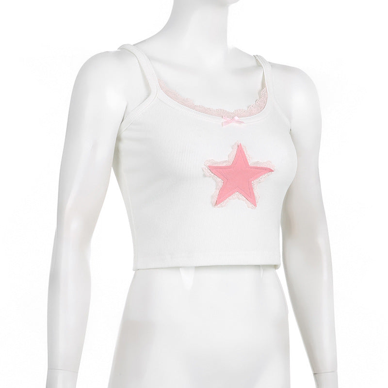 European And American Sweet And Spicy Short Crop-top Spaghetti-strap Vest