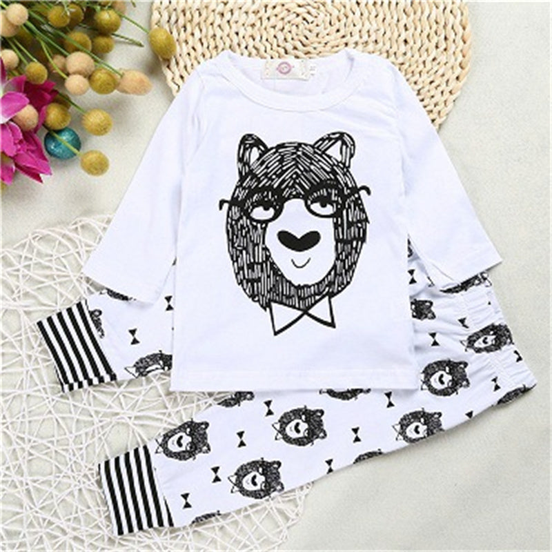 Baby 2-Piece Cotton Outfit – Printed Long Sleeve Top & Pants