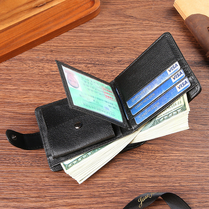 Men's PU Leather Horizontal Wallet Slim Solid Color