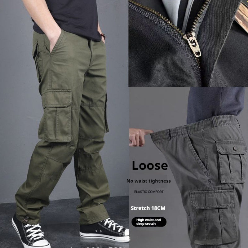 Men’s Plus Size Cargo Trousers – Cotton Multi-Pocket Wear-Resistant Work Pants