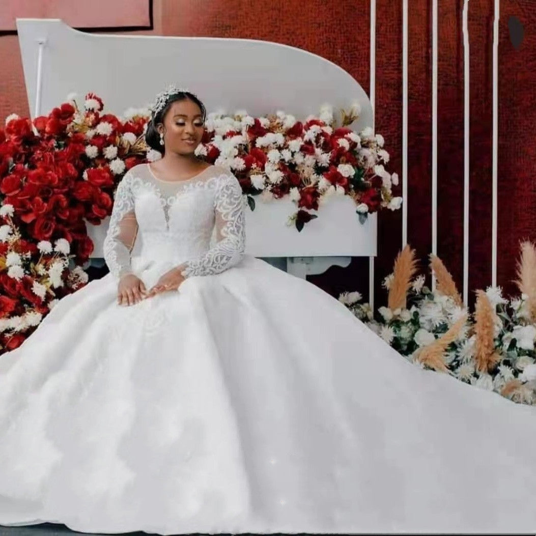 Elegant Long Sleeve Ball Gown Wedding Dress