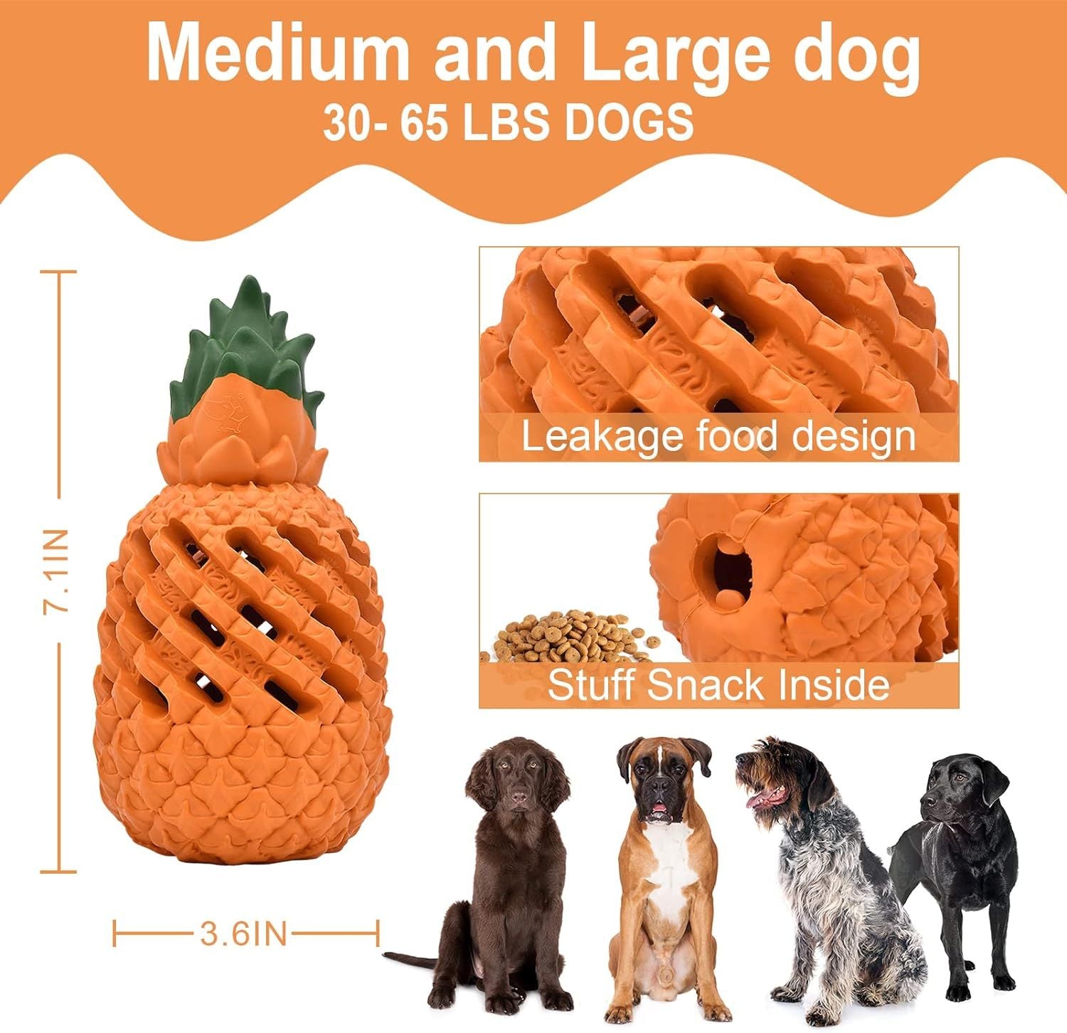 Durable Pineapple-Shaped Natural Rubber Dog Chew Toy
