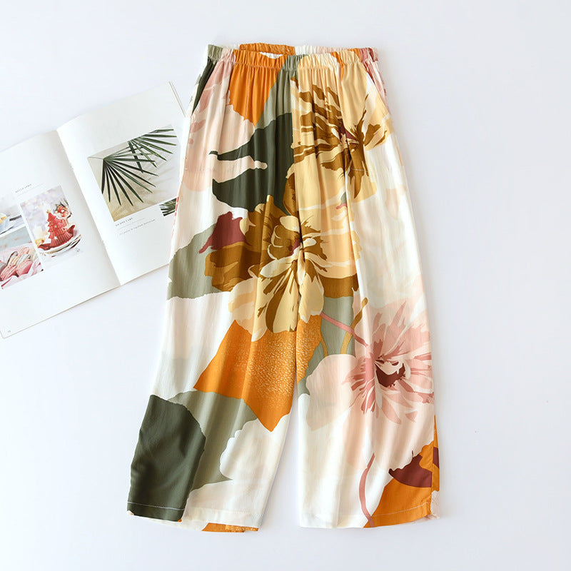 Women’s Lounge Pants – Loose Casual Home Trousers, Soft Elastic Waist with Pockets