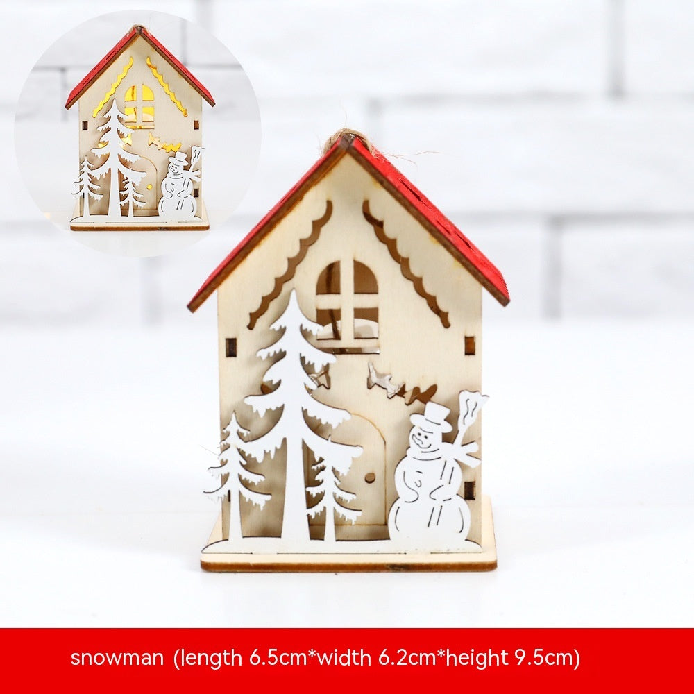 Christmas Decoration Wooden House LED Luminous Small House