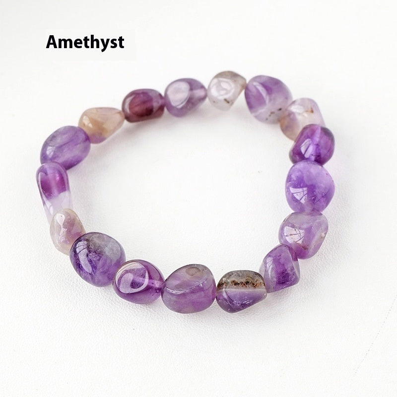Natural Amethyst Large Particle Gravel Rolling Stone Bracelet
