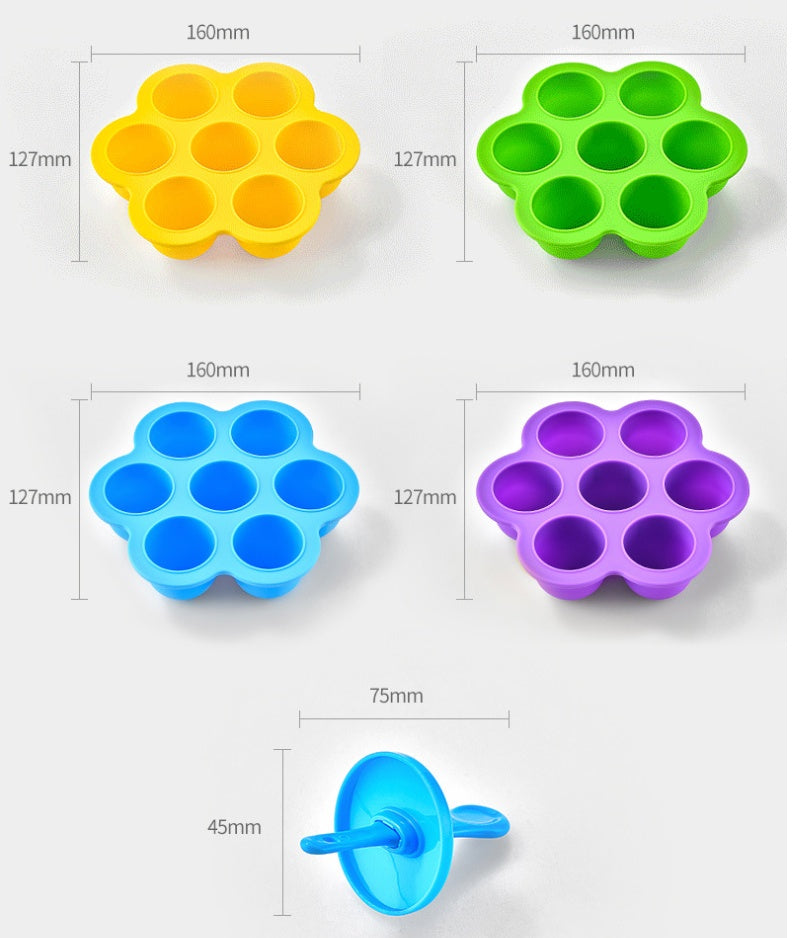7-Hole Silicone Popsicle Mold – Homemade Ice Cream Tray for Summer Fun