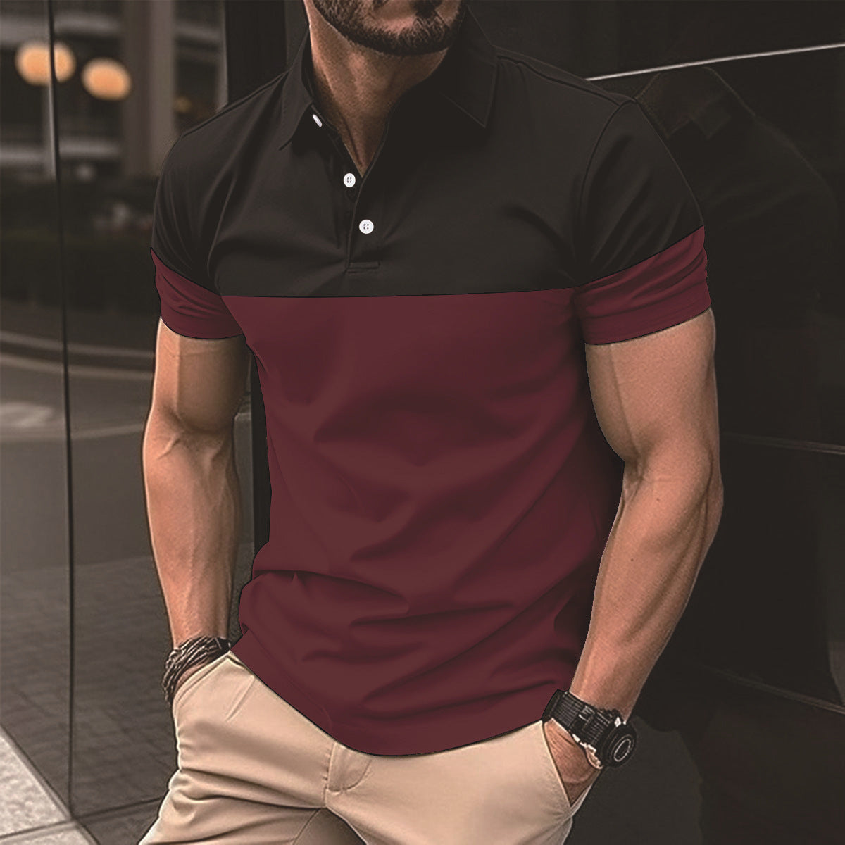 Men's Polo Shirt Polyester Regular Fit Short Sleeves
