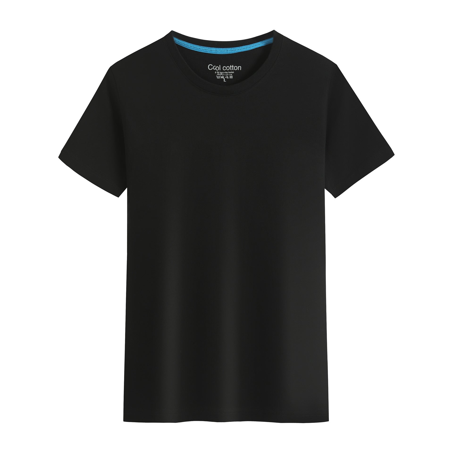 Cotton Blank With No Printed Patterns Round Neck Short T-shirt