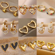 Simple Zircon Love 18K Ear Clip Female Fashion Titanium Steel Stud Earrings