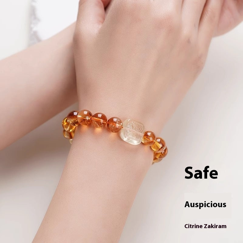 Women's Ethnic Style Carved Citrine Bracelet