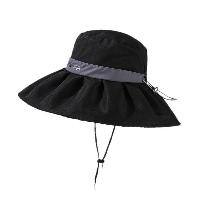 Velvet Vinyl Big Brim Fisherman Hat Outdoor Casual Sun Protection