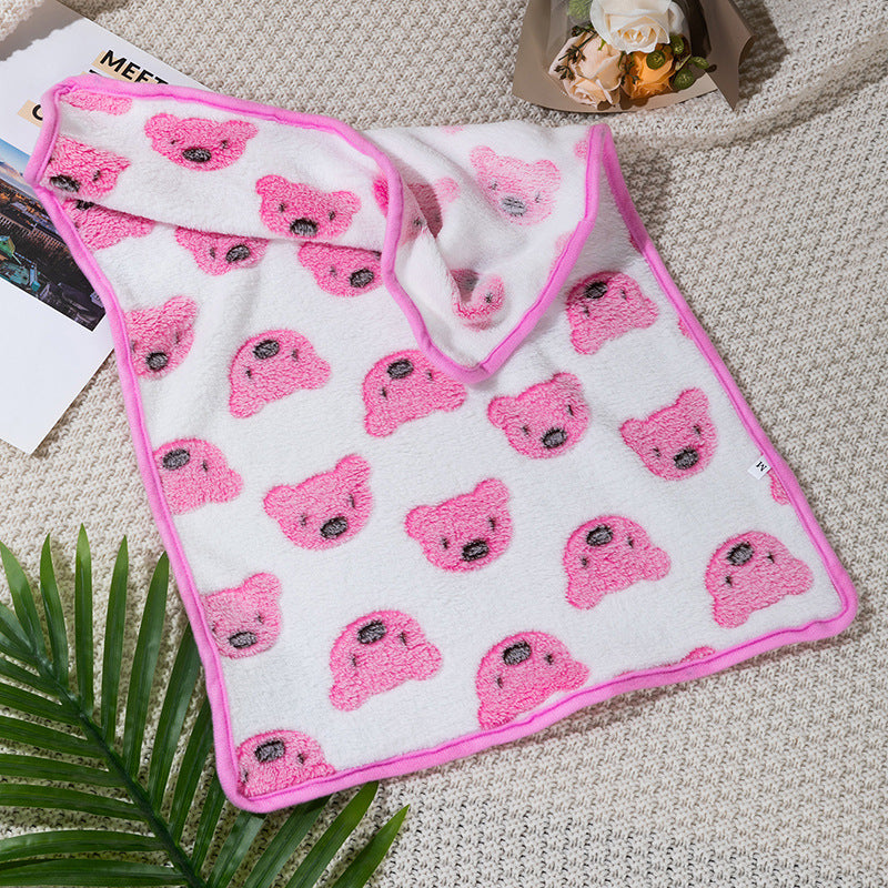 Four Seasons Blanket Thermal Coral Fleece Paw Print Dogs And Cats