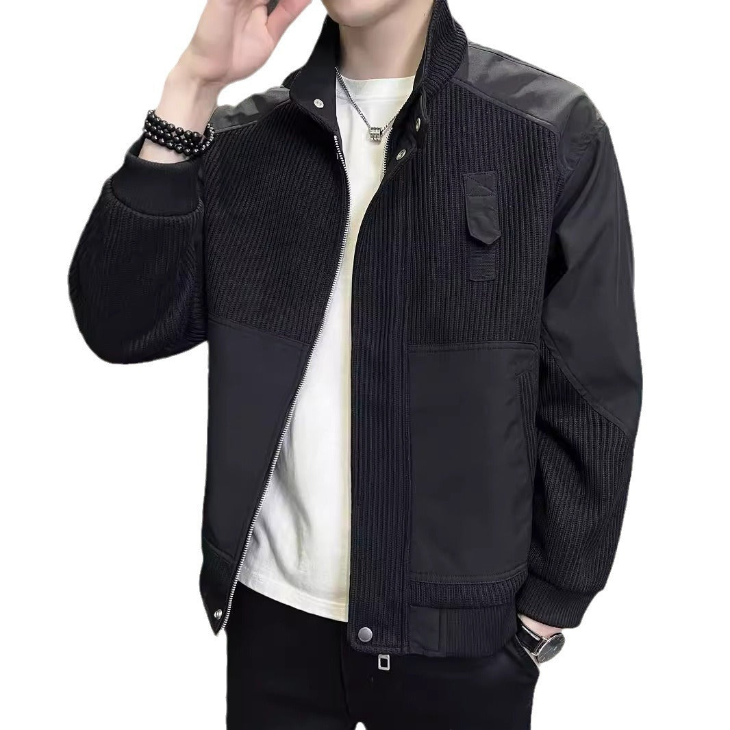 Knitted Splicing Coat Men's Spring And Autumn