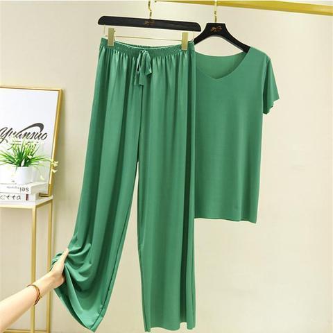 Ladies Temperament Sports Casual Two-Piece Set – Short Sleeve Top & Wide Leg Pants