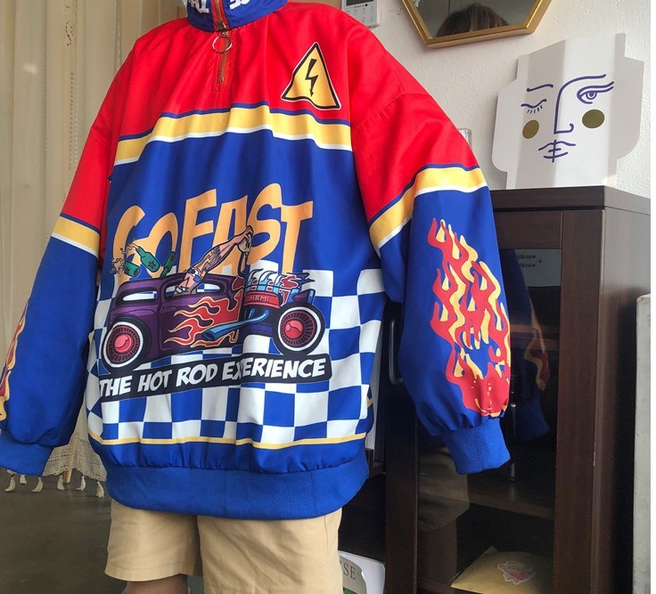 Unisex Harajuku BF Style Racing Printing CottonBlend Loose