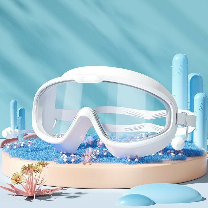 Large Frame Swimming Goggles High-definition Integrated Earplugs