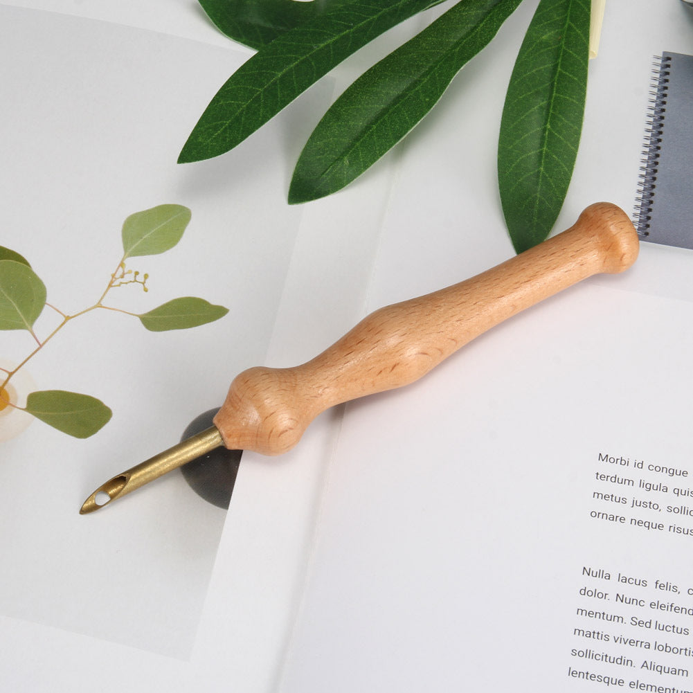 Embroidery Needle & Handmade Wooden Punch Poke Embroidery Set