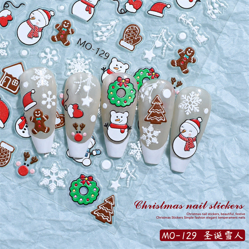 Christmas Relief Nail Stickers Paper Tape Adhesive Waterproof